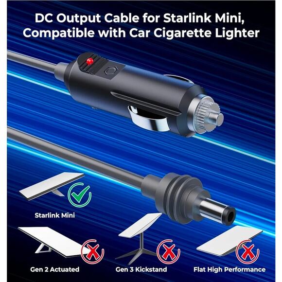 10FT Starlink Mini Car Charger DC Power Cable, 12V-24V  Waterproof - Picture 2 of 8
